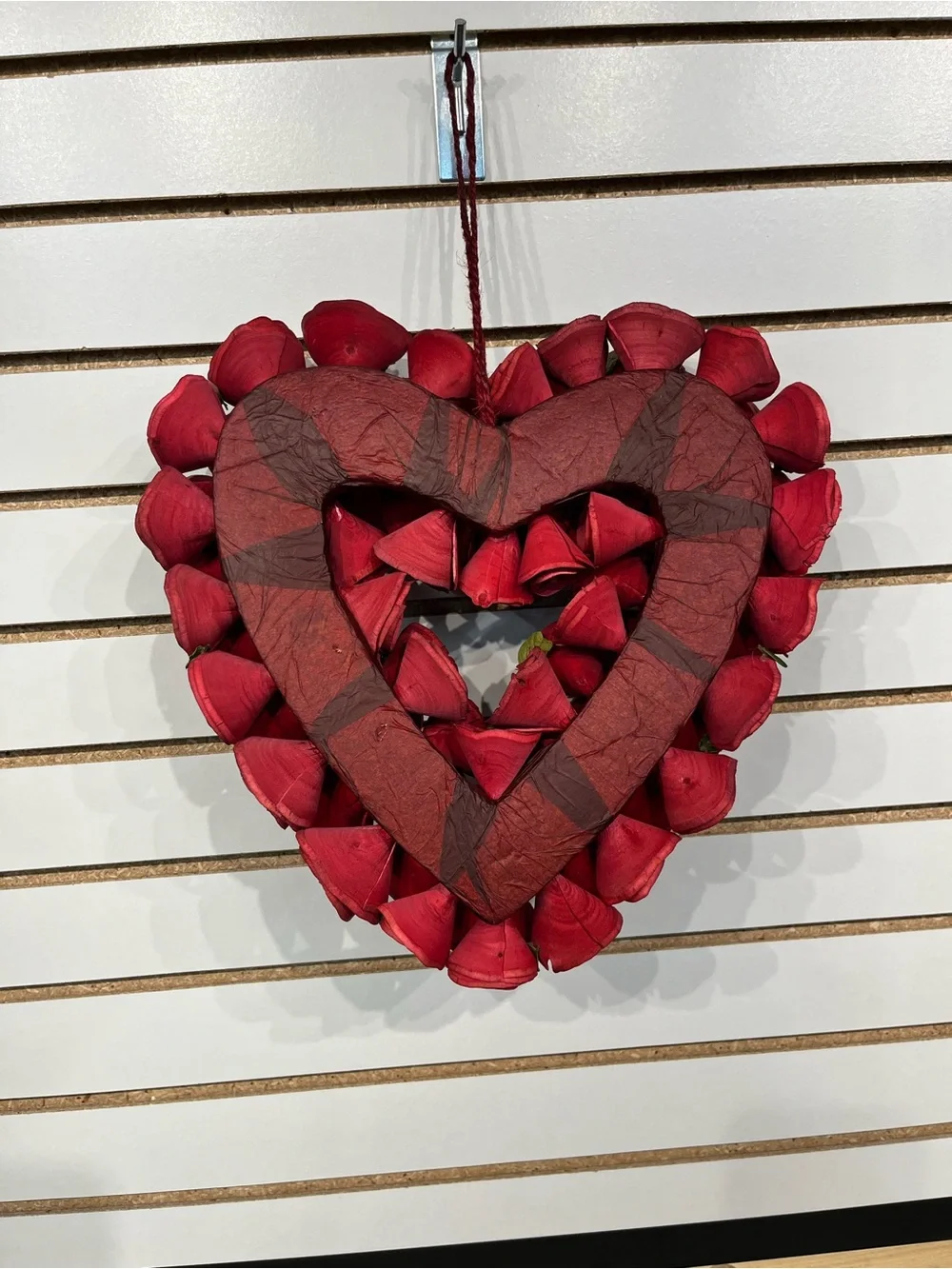 Wood roses heart-shaped wreath